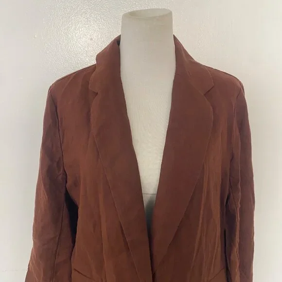 NWT Quince Blazer Jacket 100% Linen Brown - Picture 2 of 11